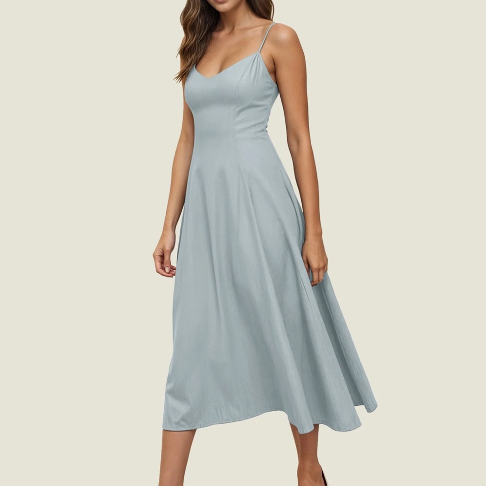 New York & Company Light Blue Midi Dress